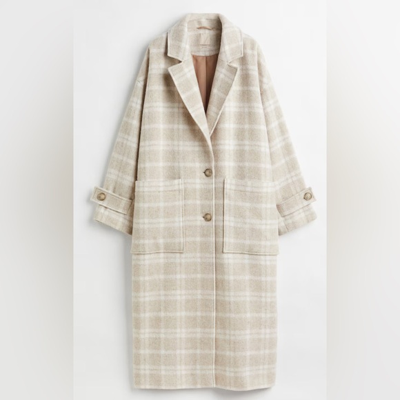 H&M Wool Blend Plaid Long Coat - Picture 5 of 5